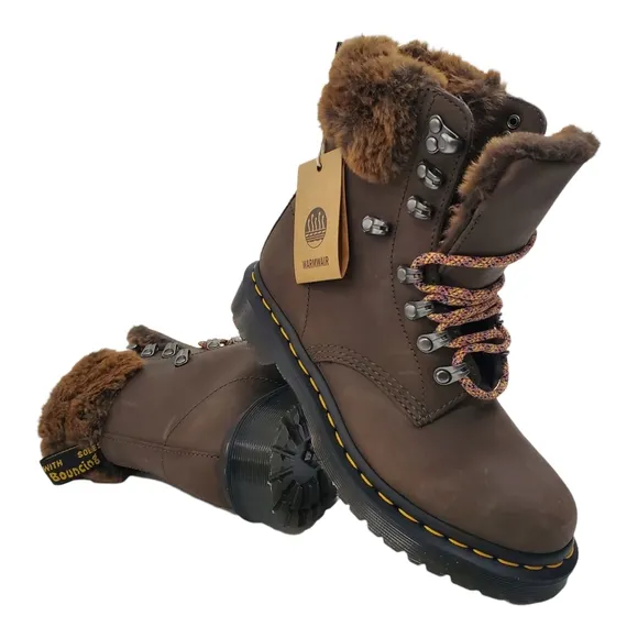 🆕️ DR. MARTENS Boots 1460 SERENA COLLAR Leather Faux Fur