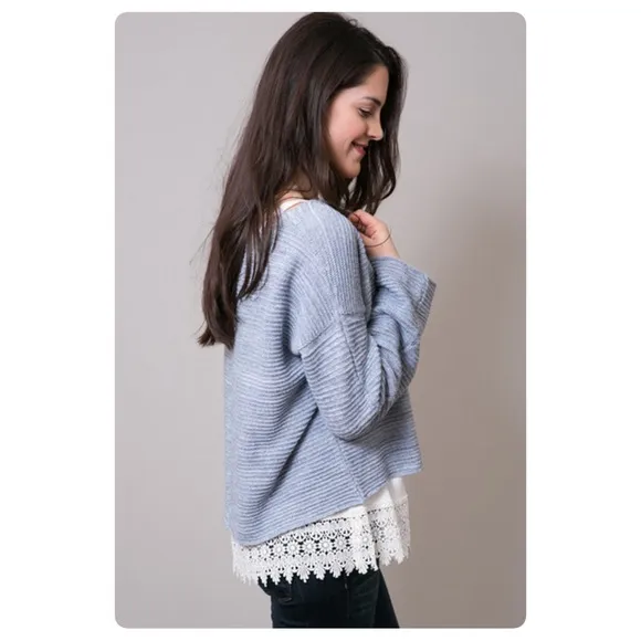 ★ Free People Ever Cozy Pullover - Blue/Gray ★