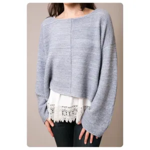 ★ Free People Ever Cozy Pullover - Blue/Gray ★