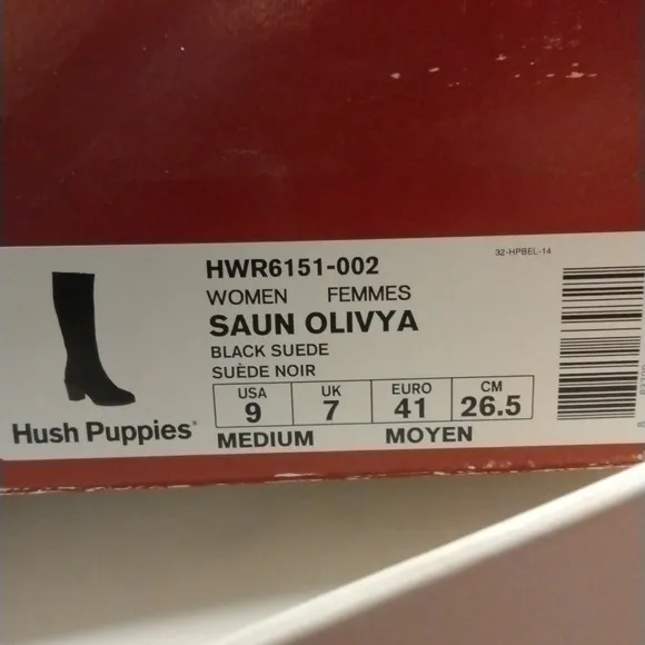- NEW! Hush Puppies Olivya Black Suede Tall Boots Size 9M