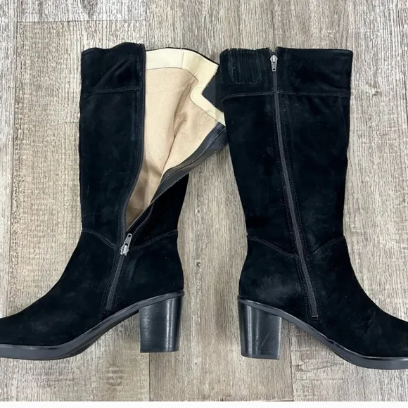- NEW! Hush Puppies Olivya Black Suede Tall Boots Size 9M