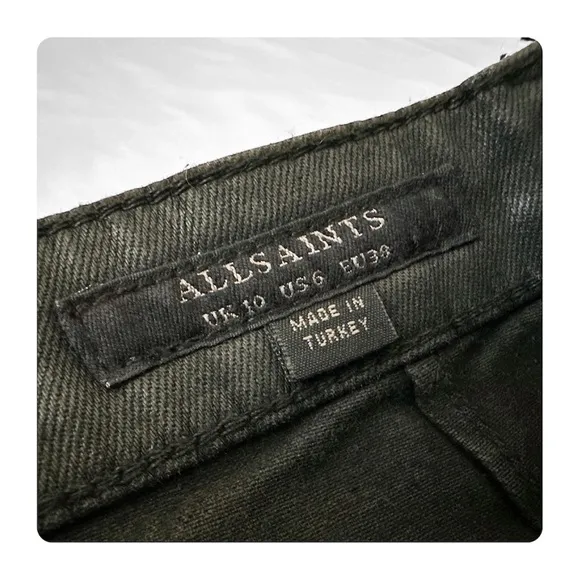 ★ NWT All Saints Jolie Button Waxed Skirt - Black ★