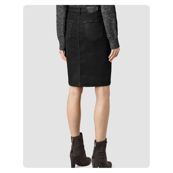 ★ NWT All Saints Jolie Button Waxed Skirt - Black ★