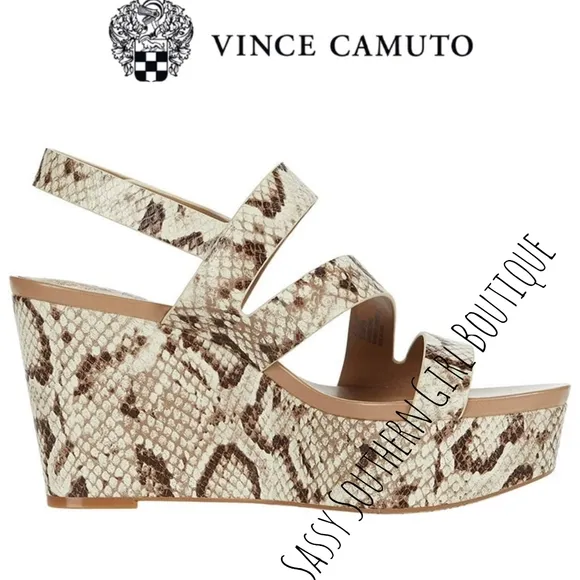 🆕⭐ Vince Camuto snake embossed leather wedge sandals