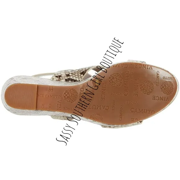 🆕⭐ Vince Camuto snake embossed leather wedge sandals