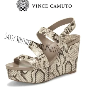 🆕⭐ Vince Camuto snake embossed leather wedge sandals