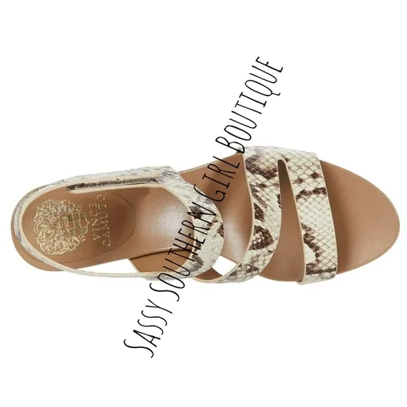 🆕⭐ Vince Camuto snake embossed leather wedge sandals