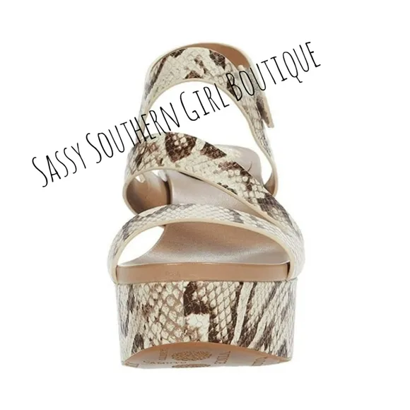 🆕⭐ Vince Camuto snake embossed leather wedge sandals