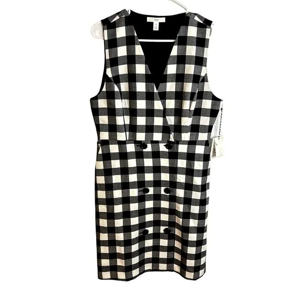 1901 Camilla Gingham Sleeveless Dress | Black Ivory | NWT Size 10