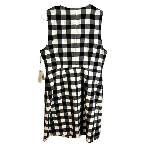 1901 Camilla Gingham Sleeveless Dress | Black Ivory | NWT Size 10