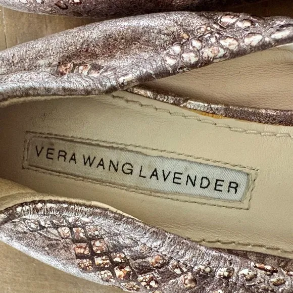 $275 VERA WANG LAVENDER &quot;Luna&quot; Ballet Flats Snake Skin Embossed w/Rhinestones 8M