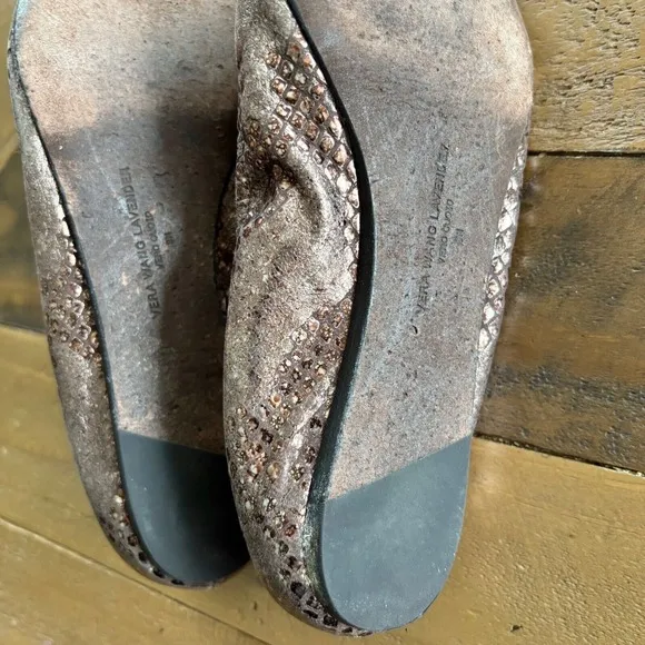 $275 VERA WANG LAVENDER &quot;Luna&quot; Ballet Flats Snake Skin Embossed w/Rhinestones 8M