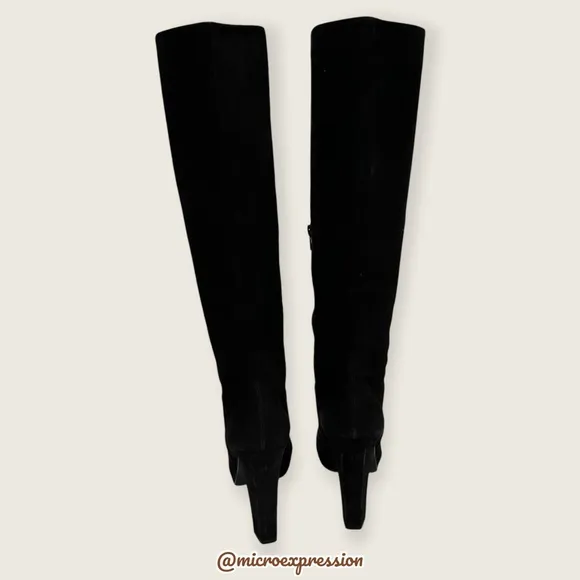 $280 Stuart Weitzman Trendy Knee High Tall Black Suede Leather Comfy Heeled Boot