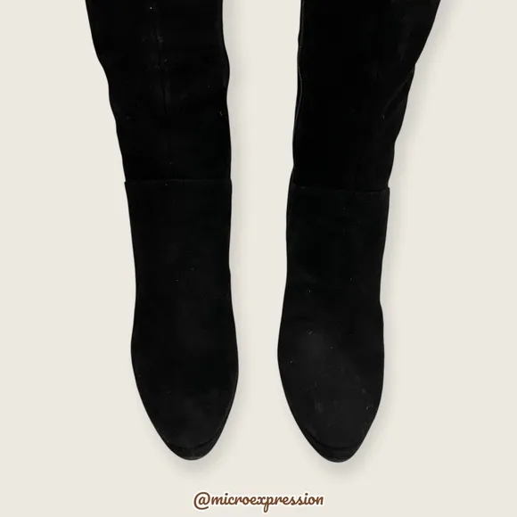 $280 Stuart Weitzman Trendy Knee High Tall Black Suede Leather Comfy Heeled Boot