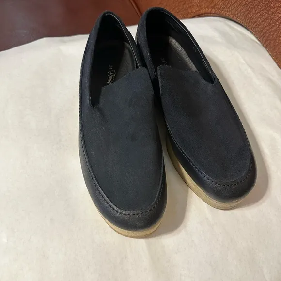 3.1 PHILLIPE LIM MEN NAVY BLUE SUEDE AND LEATHER LOAFERS-SLIP ONS SIZE 41