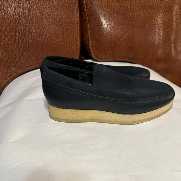 3.1 PHILLIPE LIM MEN NAVY BLUE SUEDE AND LEATHER LOAFERS-SLIP ONS SIZE 41