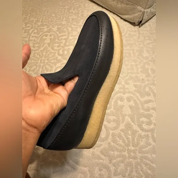 3.1 PHILLIPE LIM MEN NAVY BLUE SUEDE AND LEATHER LOAFERS-SLIP ONS SIZE 41