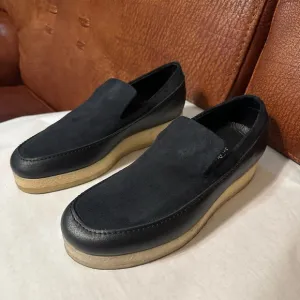3.1 PHILLIPE LIM MEN NAVY BLUE SUEDE AND LEATHER LOAFERS-SLIP ONS SIZE 41