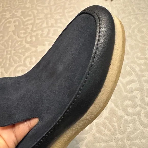 3.1 PHILLIPE LIM MEN NAVY BLUE SUEDE AND LEATHER LOAFERS-SLIP ONS SIZE 41