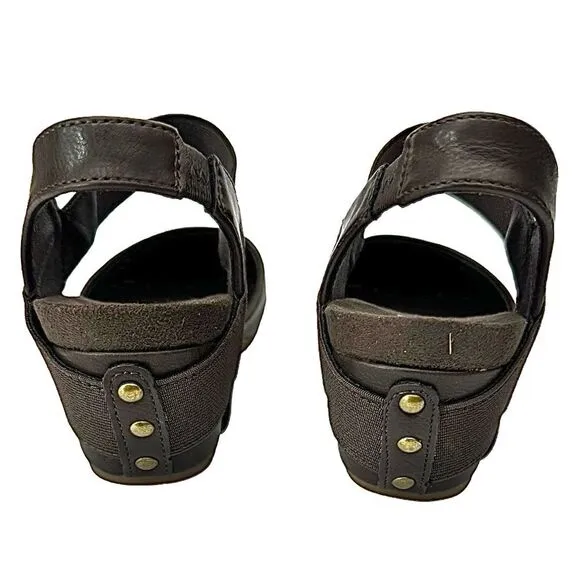 7 EIGHT FREEDOM WOMENS WEDGES BROWN LEATHER SIZE 6.5 MEDIUM NEW