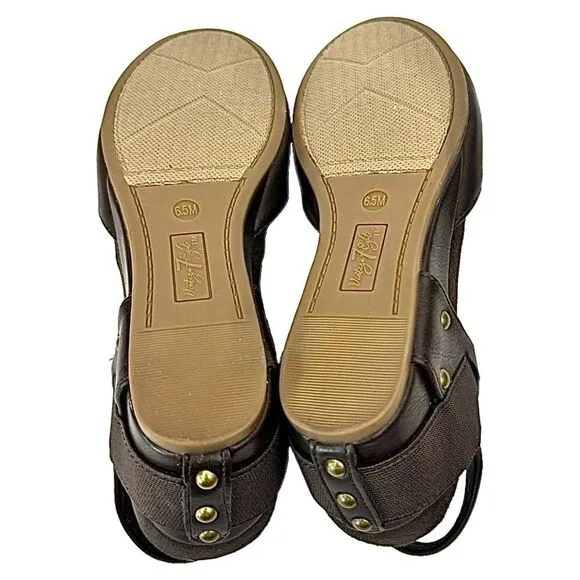 7 EIGHT FREEDOM WOMENS WEDGES BROWN LEATHER SIZE 6.5 MEDIUM NEW