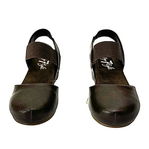 7 EIGHT FREEDOM WOMENS WEDGES BROWN LEATHER SIZE 6.5 MEDIUM NEW