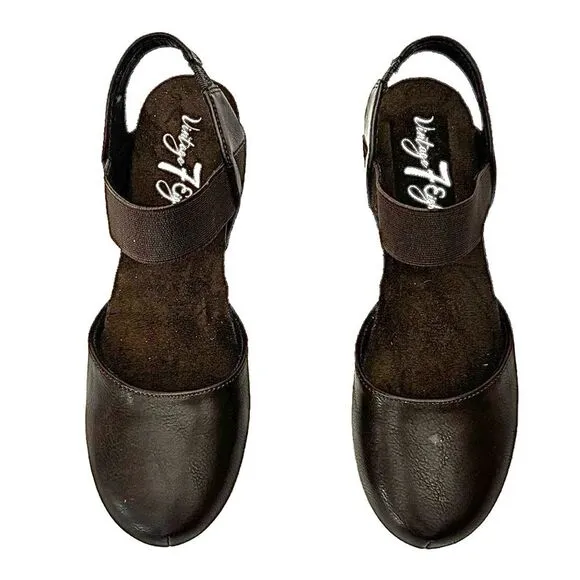 7 EIGHT FREEDOM WOMENS WEDGES BROWN LEATHER SIZE 6.5 MEDIUM NEW