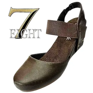 7 EIGHT FREEDOM WOMENS WEDGES BROWN LEATHER SIZE 6.5 MEDIUM NEW