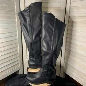 A New Approach Bradley Black Faux Leather Zip Up Over the Knee Boots Size 9
