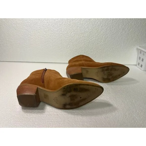 ABLE Chelsea Ankle Boots Almond Suede Women's sz. 8 Western  Color Cognac