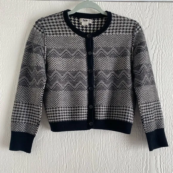 Acne Studios Vintage Houndstooth  Sweater Cardigan, Size: XS
