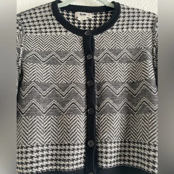Acne Studios Vintage Houndstooth  Sweater Cardigan, Size: XS