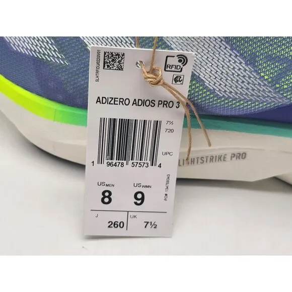 Adidas Adizero Adios Pro 3 Mens Blue Running Shoes Size 8 ID3635