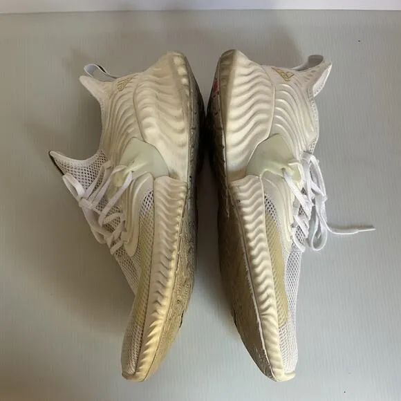 Adidas Alphabounce Instinct Shoes Size 13.5 Men’s White Gold Running Sneakers