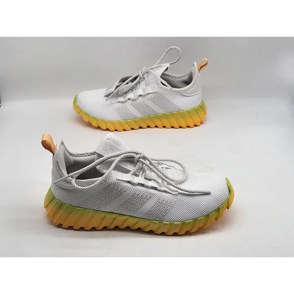 Adidas Kaptir Flow K Mens Running Shoes Size 5 ID1451 White With Yellow Soles