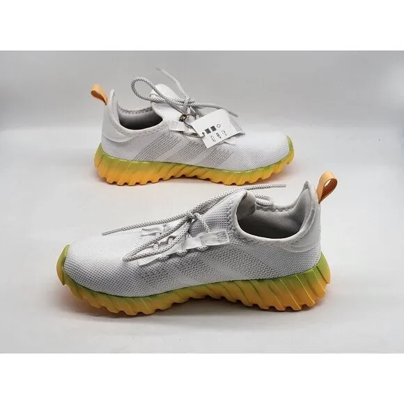 Adidas Kaptir Flow K Mens Running Shoes Size 5 ID1451 White With Yellow Soles
