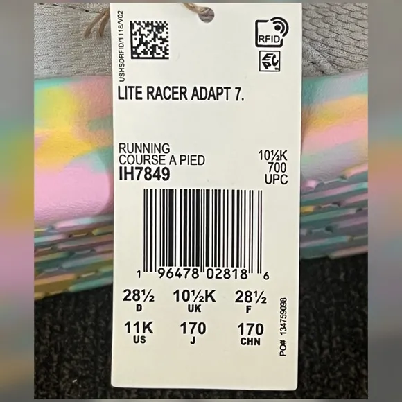 Adidas Lite Racer Adapt 7.0 Shoes Little Girl -Size 11K