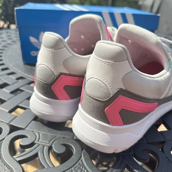 Adidas Originals Flex J Grey Screaming Pink Kid's Athletic Shoes FX5320 Size 7