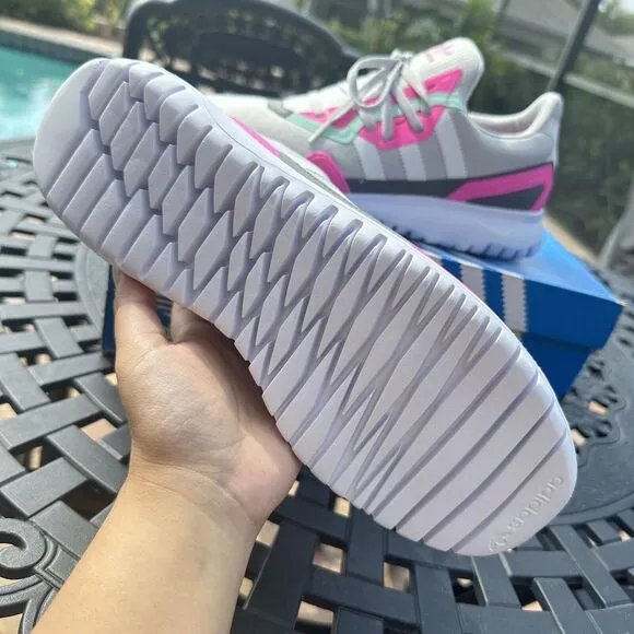 Adidas Originals Flex J Grey Screaming Pink Kid's Athletic Shoes FX5320 Size 7