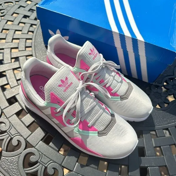 Adidas Originals Flex J Grey Screaming Pink Kid's Athletic Shoes FX5320 Size 7