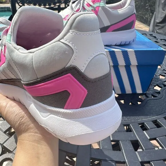 Adidas Originals Flex J Grey Screaming Pink Kid's Athletic Shoes FX5320 Size 7