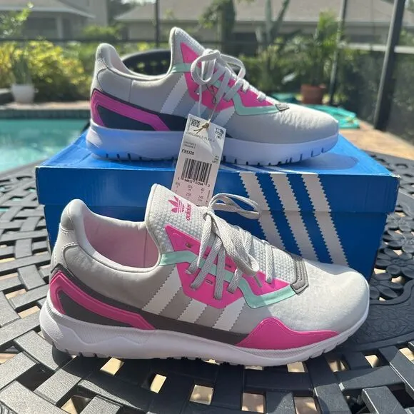 Adidas Originals Flex J Grey Screaming Pink Kid's Athletic Shoes FX5320 Size 7
