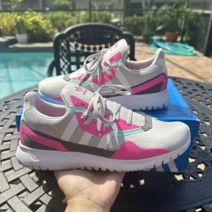 Adidas Originals Flex J Grey Screaming Pink Kid's Athletic Shoes FX5320 Size 7
