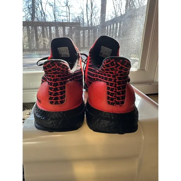 Adidas Ultra Boost Running Shoes Orange Black Knit Lightweight Mens 9.5