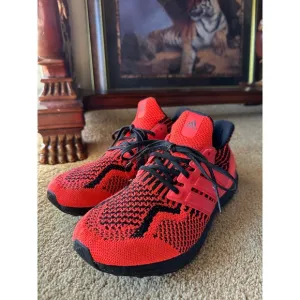 Adidas Ultra Boost Running Shoes Orange Black Knit Lightweight Mens 9.5