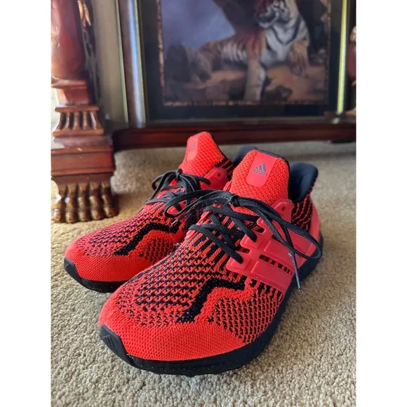Adidas Ultra Boost Running Shoes Orange Black Knit Lightweight Mens 9.5