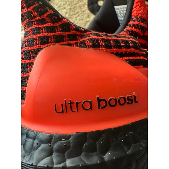 Adidas Ultra Boost Running Shoes Orange Black Knit Lightweight Mens 9.5