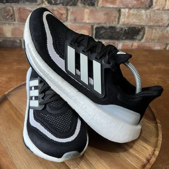 adidas Women's Ultraboost Light Boost Running Shoes Sneakers Black White 7.5
