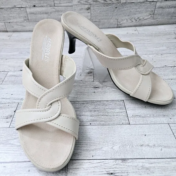 AEROSOLES &quot;Inside-Out&quot; Heeled Sandals Cream Women's Size 7.5