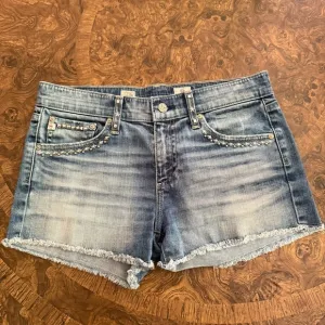 AG Adriano Goldschmied NWOT Studded Denim Pixie Cut Off Shorts Sz 28